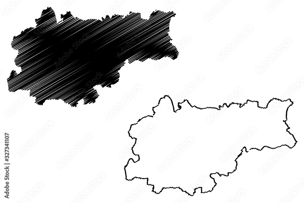 Krakow City (Republic of Poland) map vector illustration, scribble sketch City of Cracow map