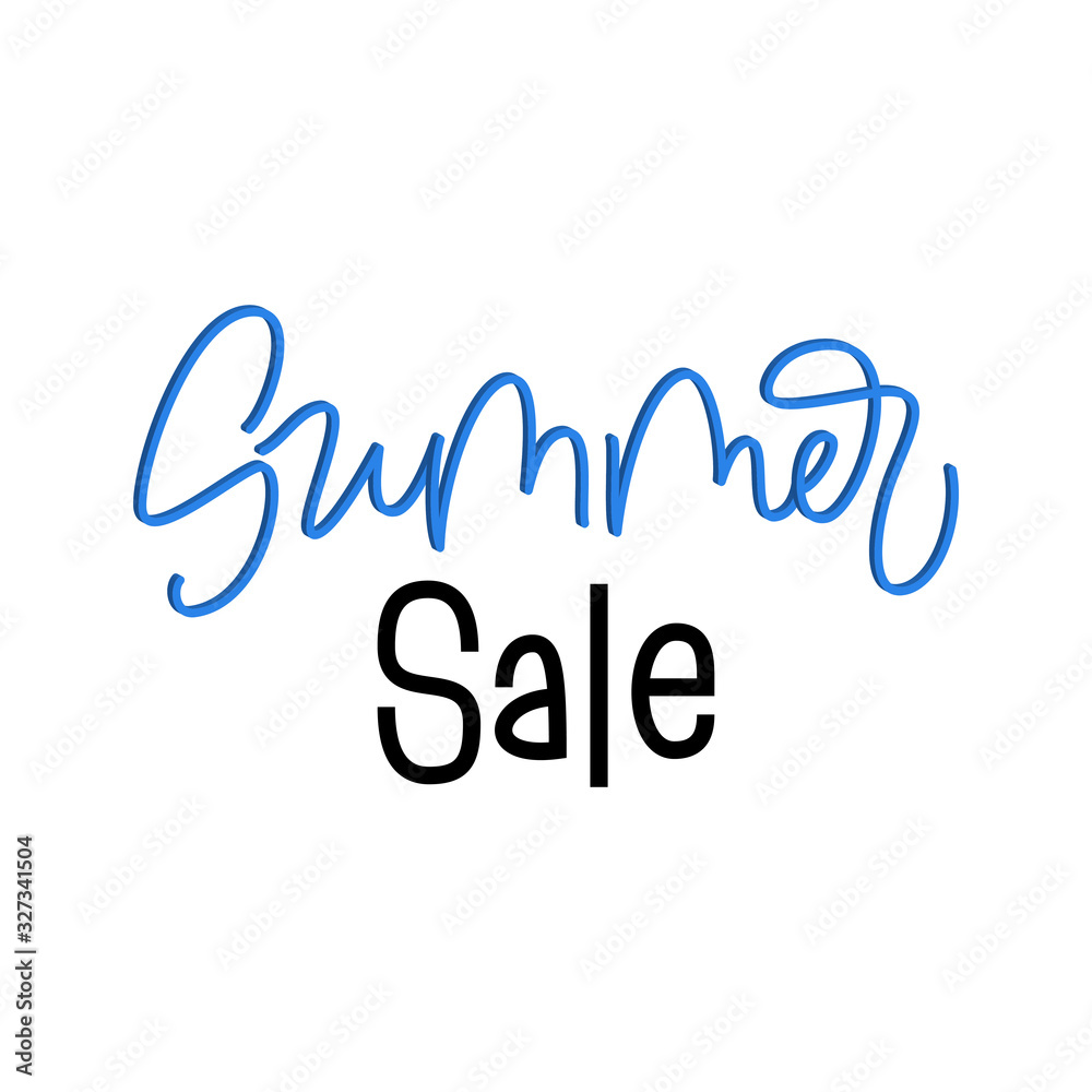 Plakat Summer sale lettering sign. Vector modern typographic design element for banners, posters, inscription for advertising, social media. Handwritten modern calligraphy with 3d effect.