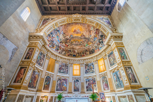 Frescoed apse with "The Glory of Heaven" in the Santi Quattro Coronati Basilica in Rome, Italy.