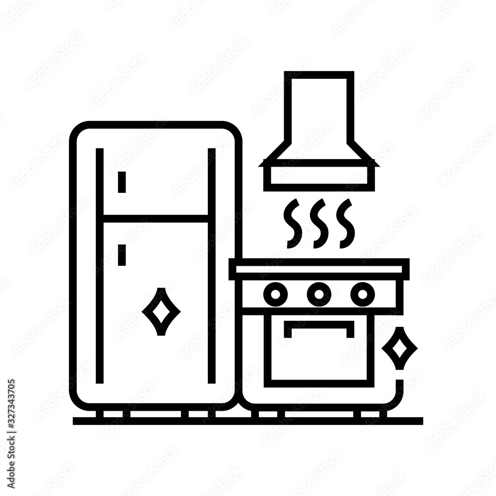 Kitchen cleaning line icon, concept sign, outline vector illustration, linear symbol. Kitchen cleaning line icon, concept sign, outline vector illustration, linear symbol.
