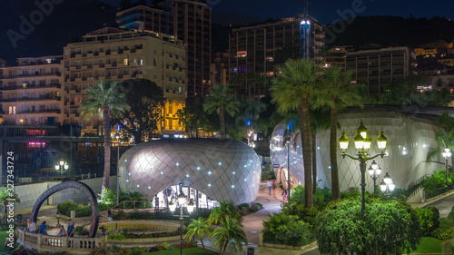 The gardens of Monte Carlo night timelapse from top photo