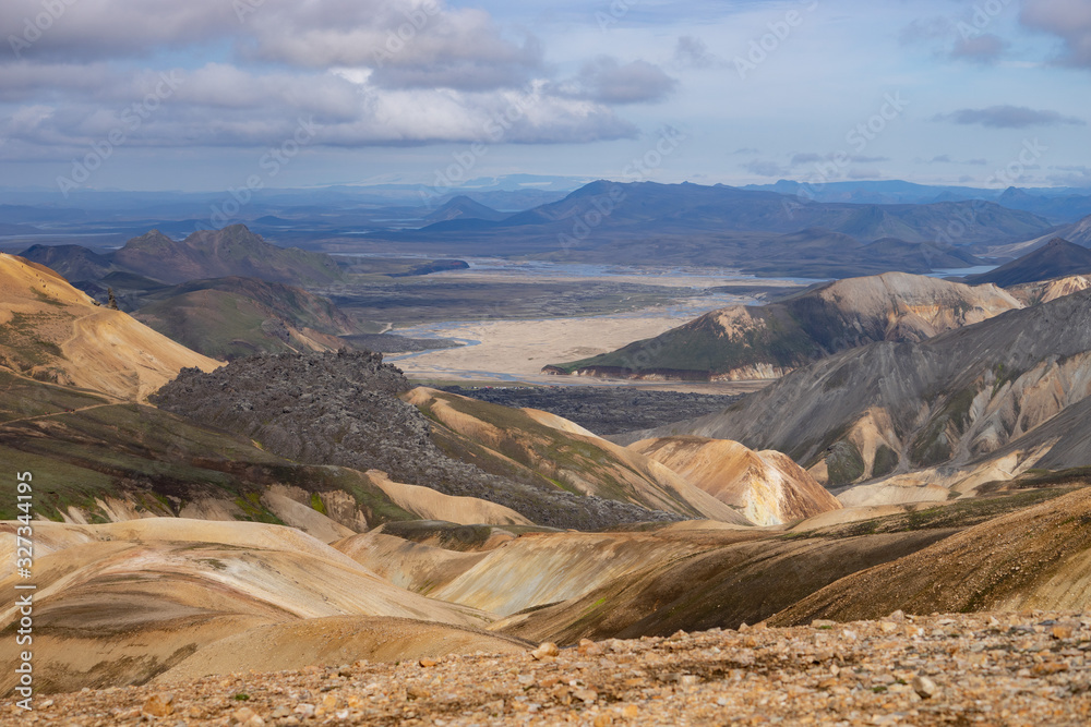 Volcanic Landscape of Laugavegur trail. Landmannalaugar, Iceland