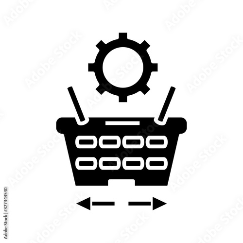 Consumer basket black icon, concept illustration, vector flat symbol, glyph sign.