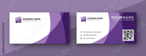 purple business card design. modern wavy theme, double sided business card design