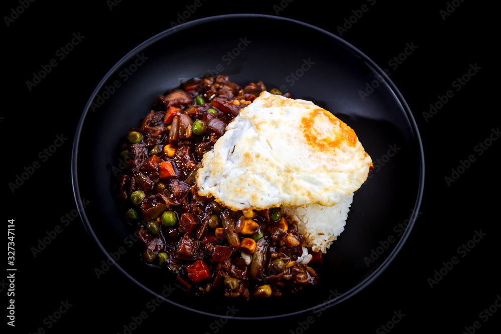 Black bean sauce with rice which is called Jjajangbap in Korea