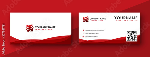 red business card design, modern wavy business card templates . double sided business card 