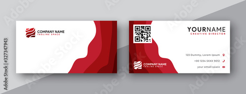 red business card design, modern wavy business card templates . double sided business card 