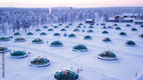 Glass Igoo | Aerial | Winter | Kakslauttanen | Saariselkä | Sodankylä | Ivalo | Lapland | Finland photo