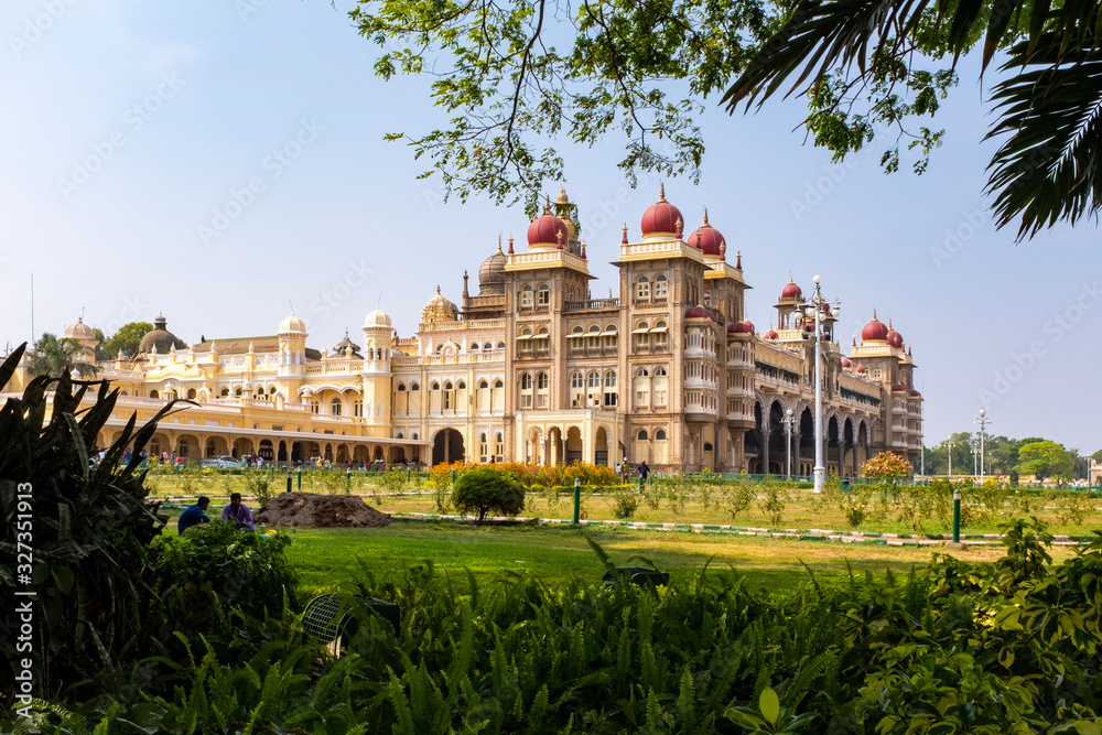 Framed view of the Mysore palace, India