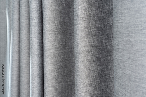 Close up of modern luxury grey surface of linen texture background, use to make curtain for interior decoration