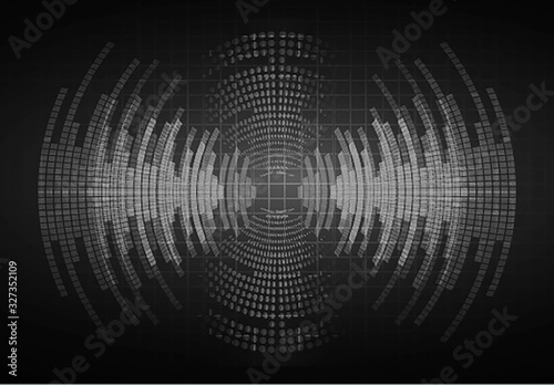 Sound waves oscillating dark black light