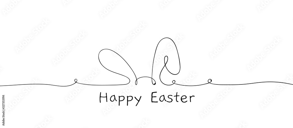 Fototapeta Draw line rabbit ears For Easter and spring.