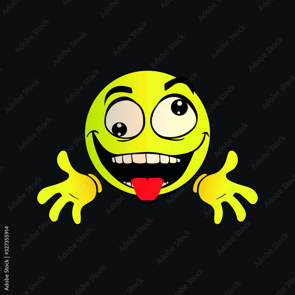 Emoji crazy funny naughty face logo design