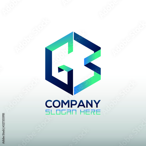 Photography G B Initial logo design in box 3D shape