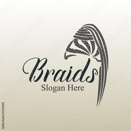 Braids hair style logo design for girls