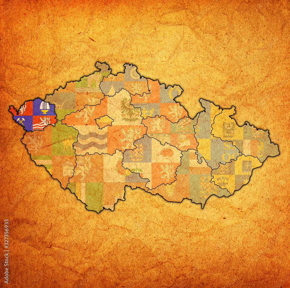 karlovy vary region on administration map of Czech Republic