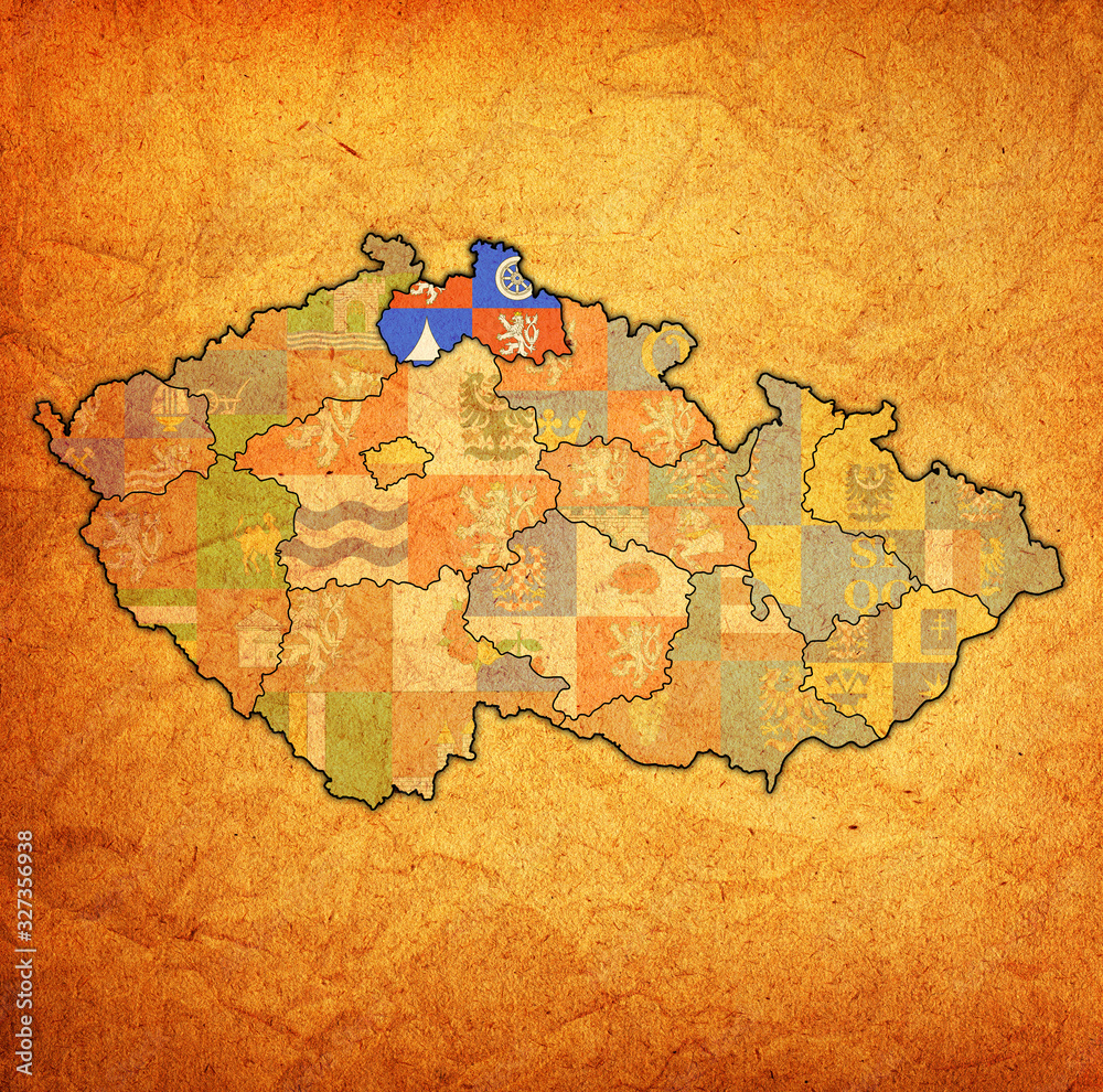 Naklejka premium liberec region on administration map of Czech Republic