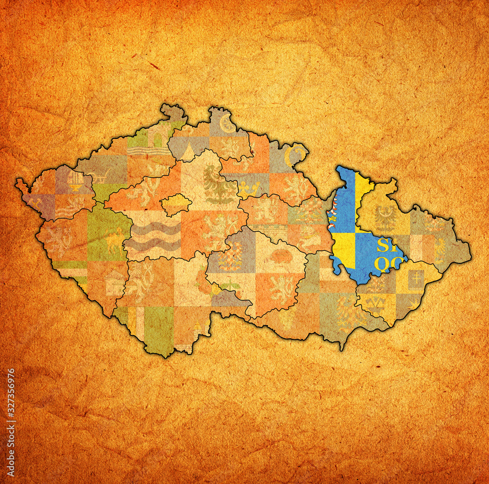 Naklejka premium olomouc region on administration map of Czech Republic