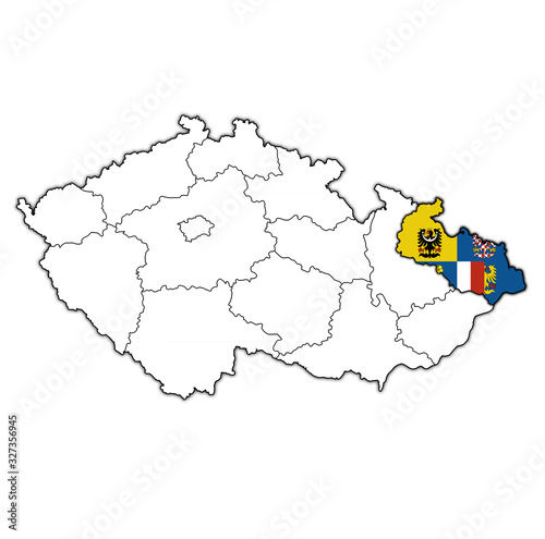 moravian silesian region on administration map of Czech Republic photo