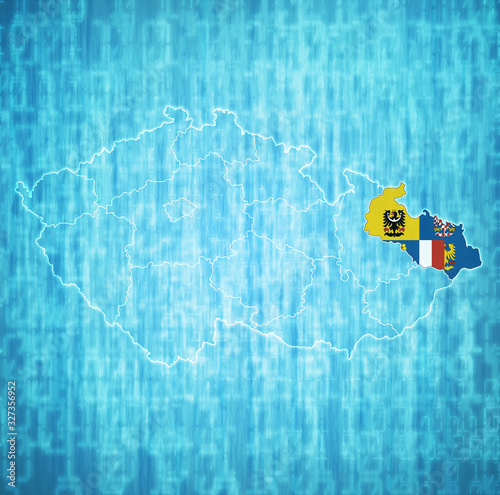 moravian silesian region on administration map of Czech Republic photo