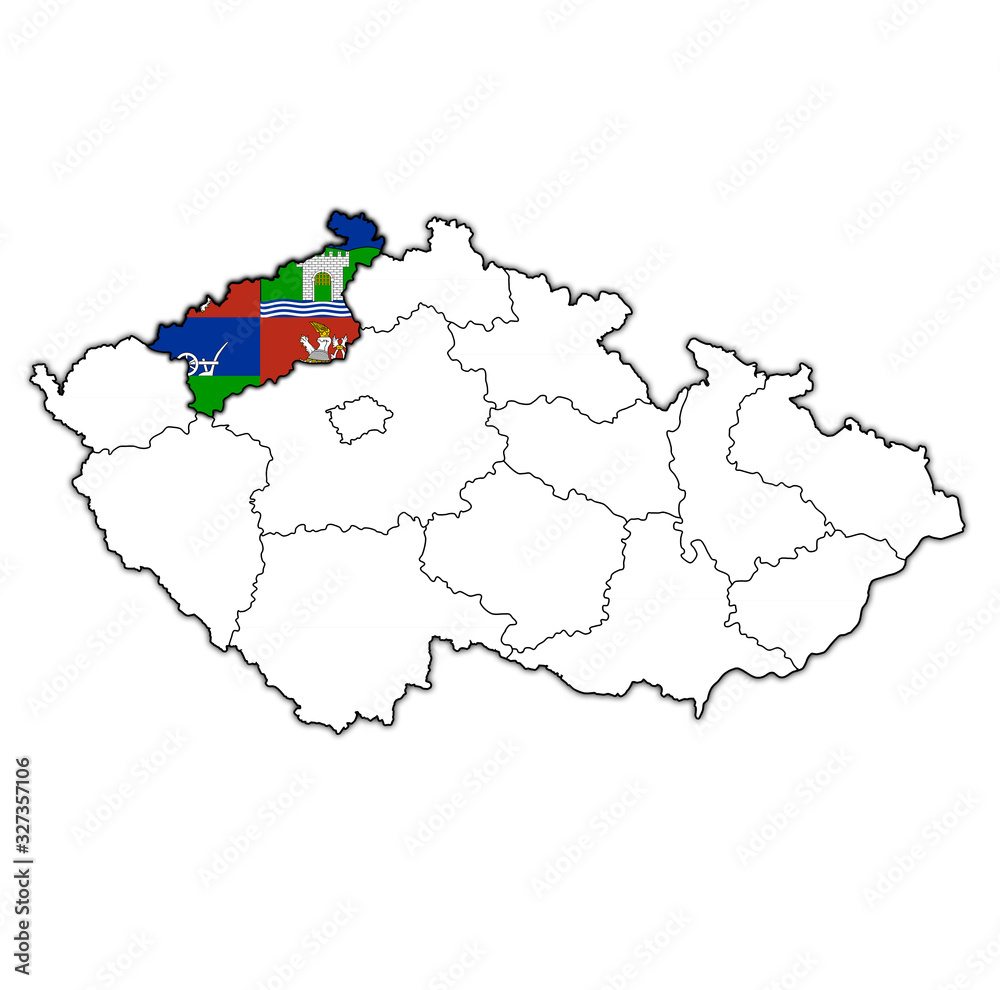 Obraz premium Usti nad labem region on administration map of Czech Republic