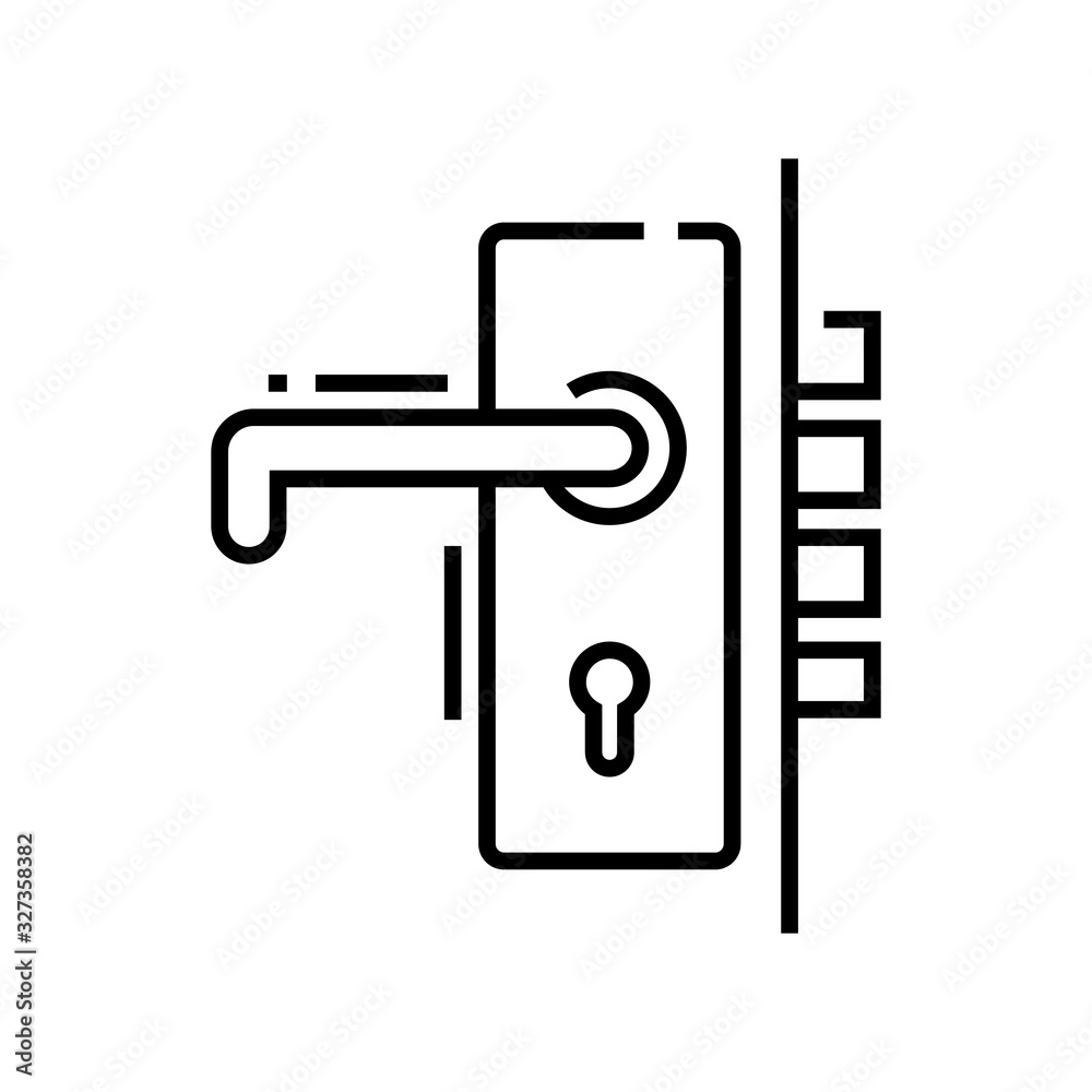 Room lock line icon, concept sign, outline vector illustration, linear symbol. Room lock line icon, concept sign, outline vector illustration, linear symbol.