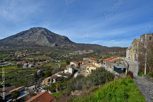 Montesarchio, Italy. Panoramic view of a medieval village in the mountains