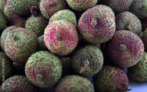 Lychee background. Tropical fruits