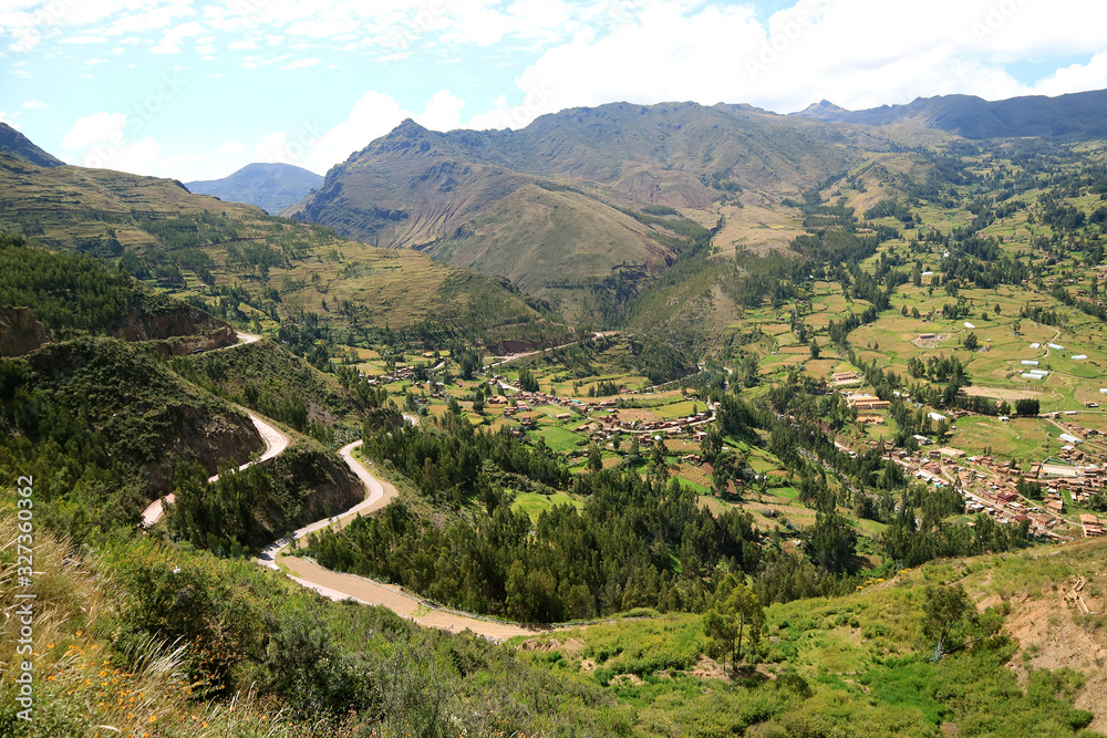 Stunning Panoramic Aerial View of Sacred Valley of The Incas, Cusco Region, Peru