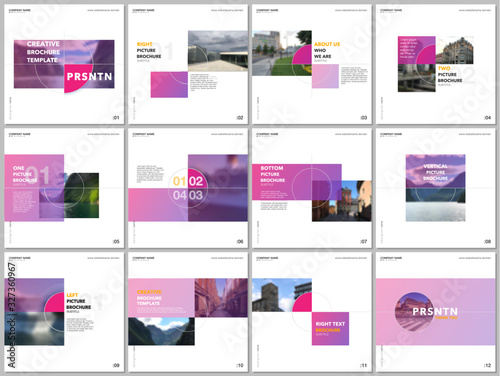 Minimal brochure template with trendy fresh colorful geometric design. Covers design templates for square flyer, leaflet, brochure, presentation, magazine, blog, social media advertising, online promo