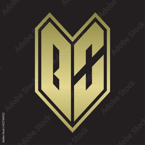 QO Logo monogram with emblem line style isolated on gold colors