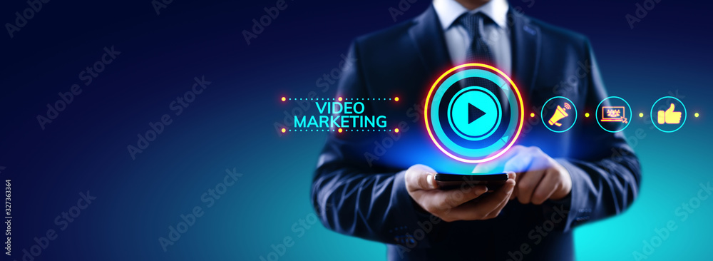 Video marketing online advertising business internet concept. - obrazy, fototapety, plakaty 