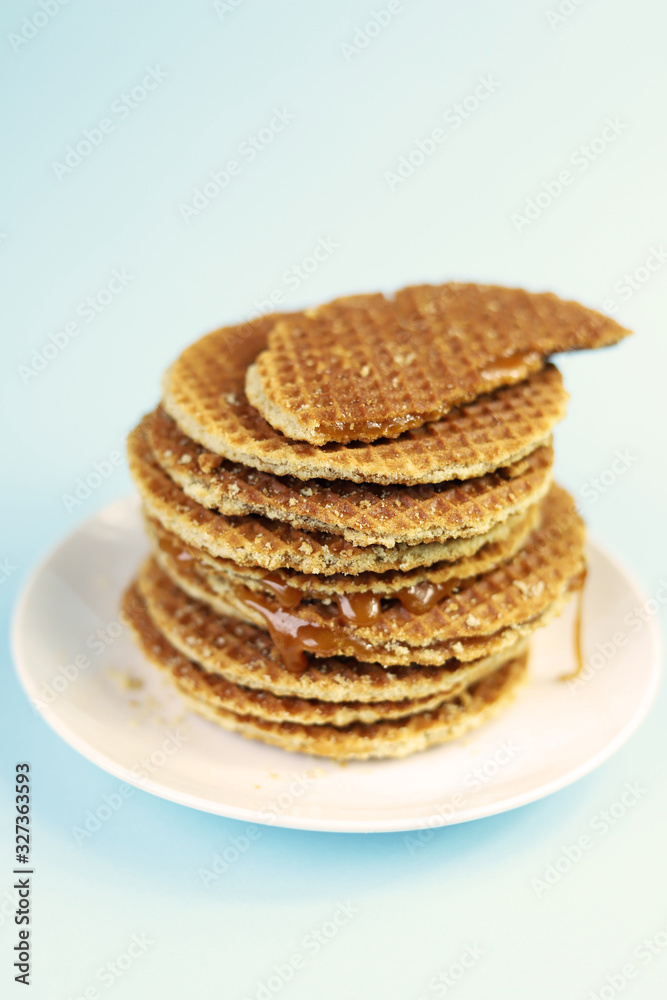 Dutch waffle called stroopwafel. Dutch waffle called stroopwafel.