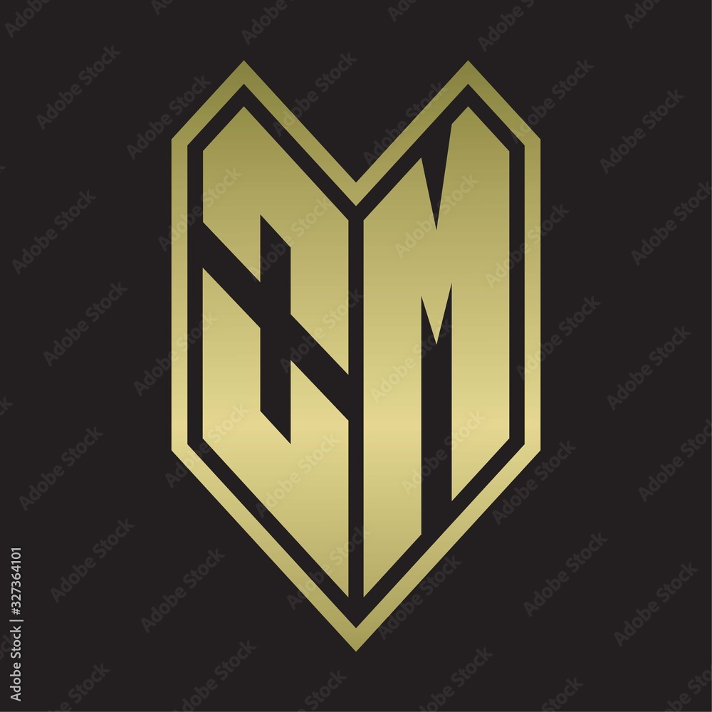 OM Logo monogram with emblem line style isolated on gold colors OM Logo monogram with emblem line style isolated on gold colors