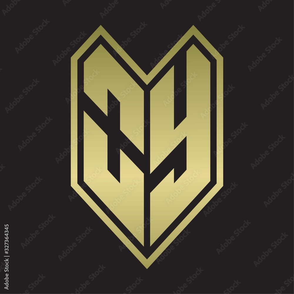 OY Logo monogram with emblem line style isolated on gold colors