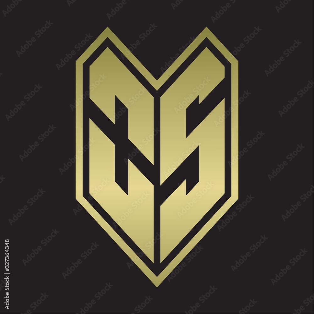 OS Logo monogram with emblem line style isolated on gold colors OS Logo monogram with emblem line style isolated on gold colors