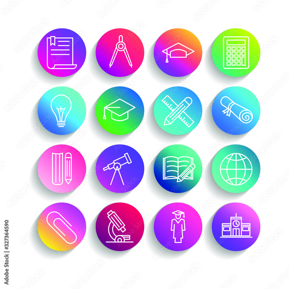 Education set icon template color editable. academic school pack symbol vector sign isolated on white background. Education Plan icons vector illustration for graphic and web design.