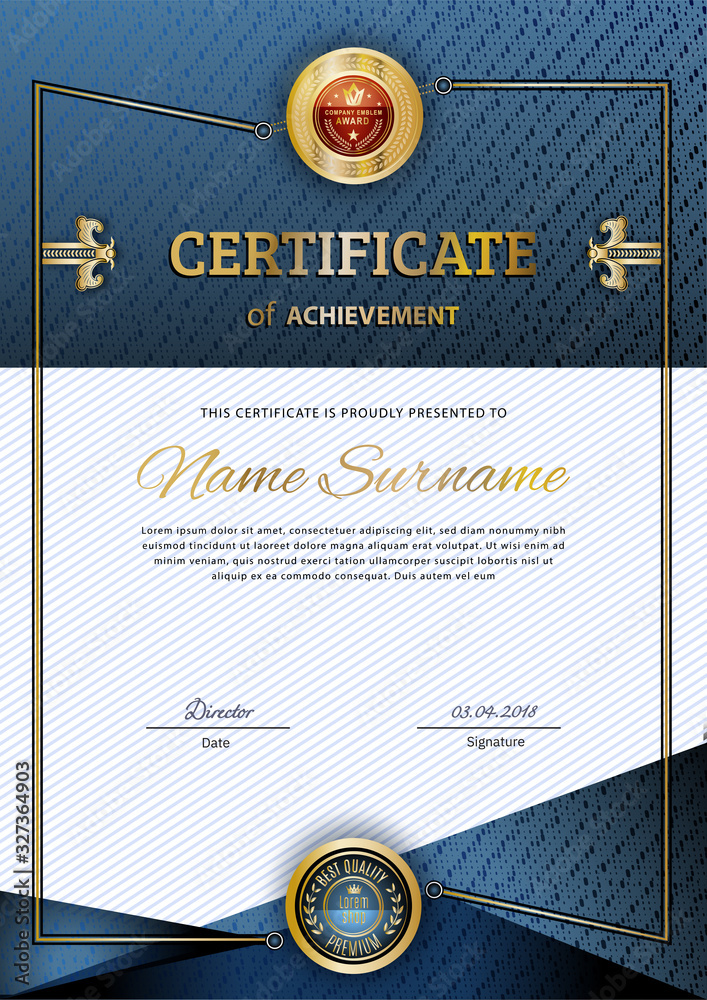 Official white certificate with gold square. Business modern design ...