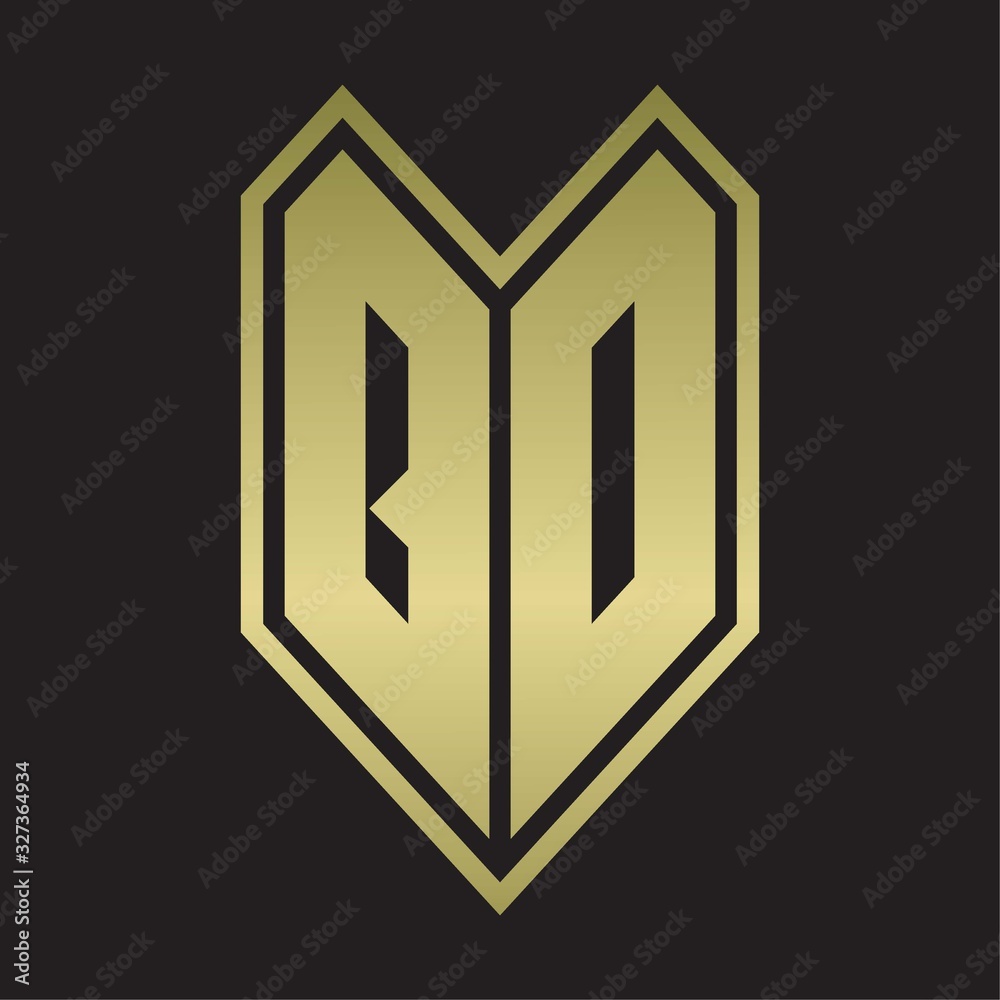 QD Logo monogram with emblem line style isolated on gold colors QD Logo monogram with emblem line style isolated on gold colors