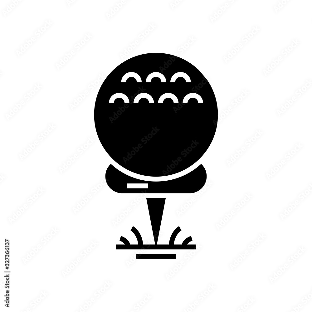 Golf ball black icon, concept illustration, vector flat symbol, glyph sign. Golf ball black icon, concept illustration, vector flat symbol, glyph sign.