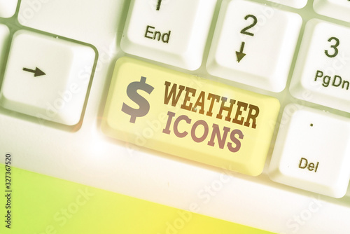 Word writing text Weather Icons. Business photo showcasing Plotted on a synoptic chart used for weather forecasting photo