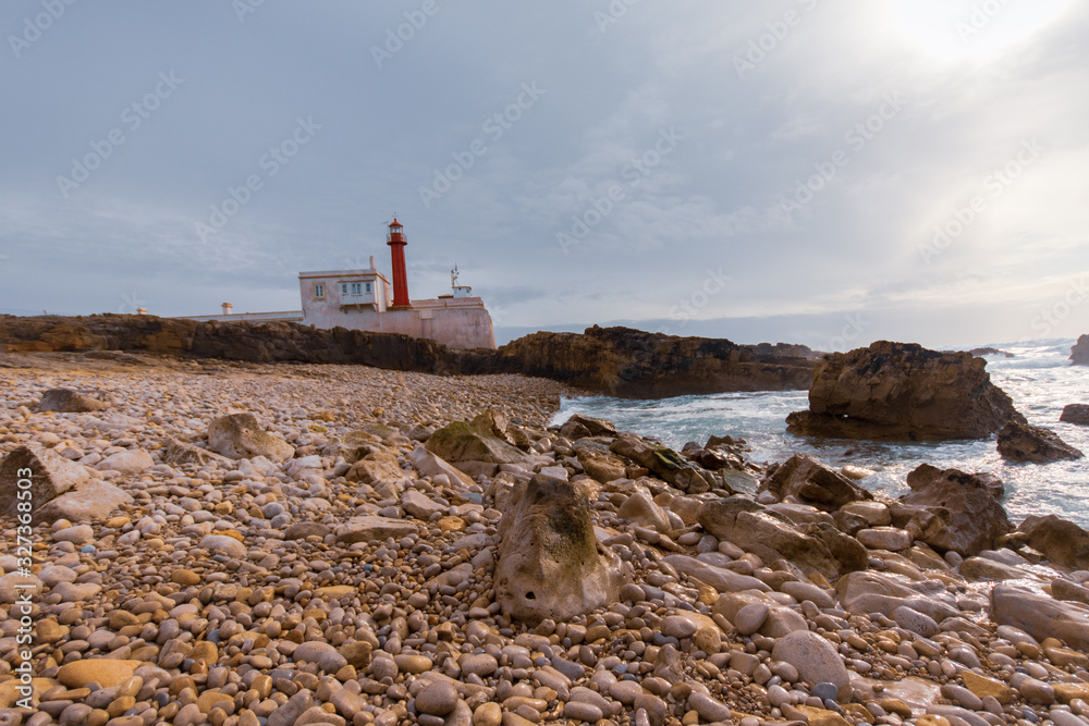 Amazing lighthouse in the Portuguese coastline. Cascais Portugal