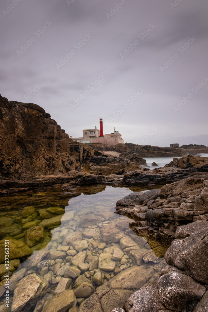 Amazing lighthouse in the Portuguese coastline. Cascais Portugal