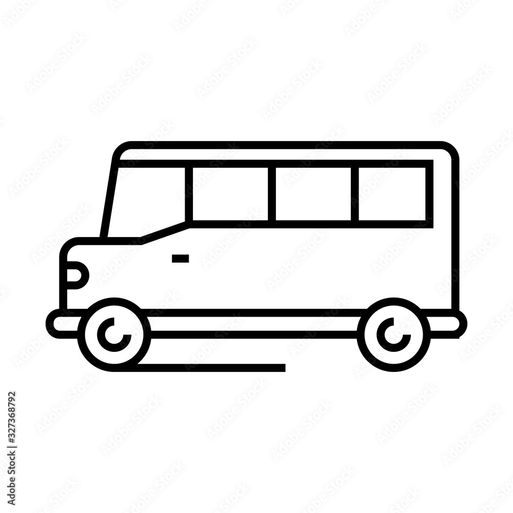 School bus line icon, concept sign, outline vector illustration, linear symbol.