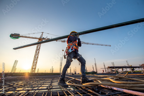 A construction worker at construction site