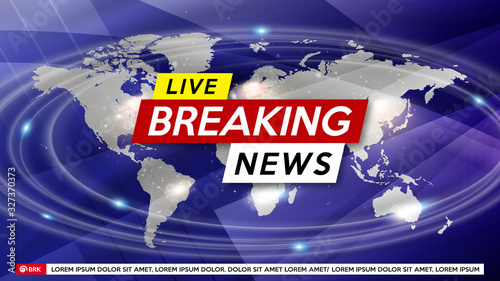 Background screen saver on breaking news. Breaking news live on world map background.