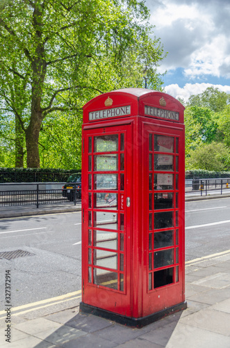 Traditional telephone booth in London United Kingdom UK