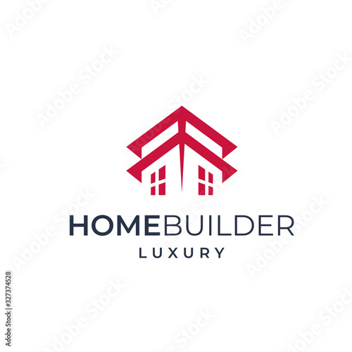 Home line art vector logo template for real estate company. 