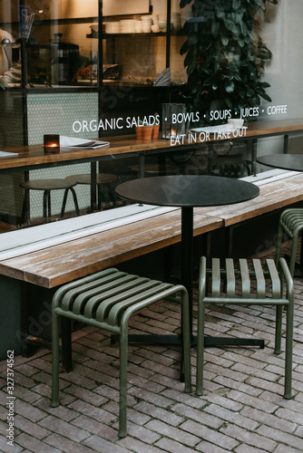 Photography Restaurant with empty window for mockup, logo or text promotion