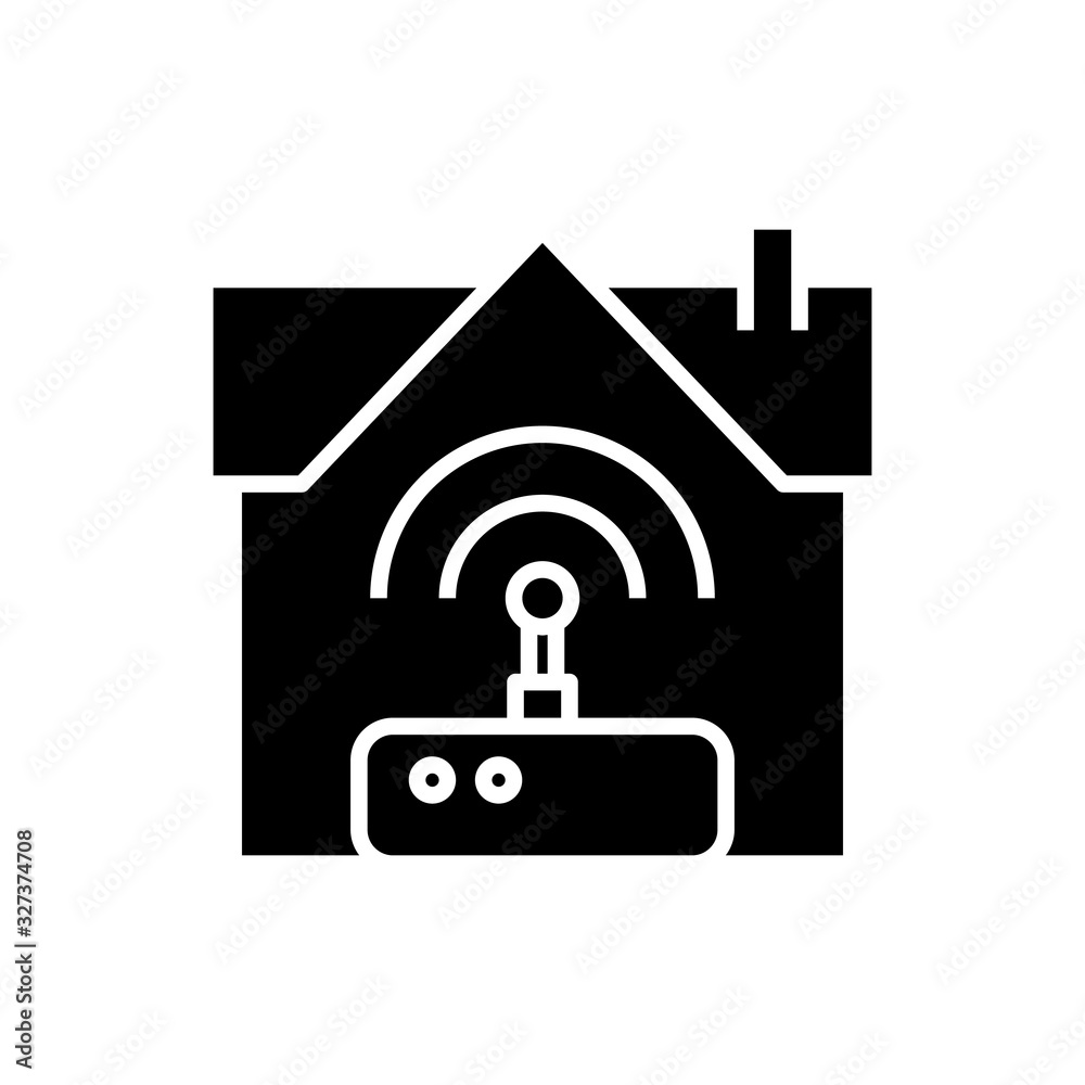 Home internet black icon, concept illustration, vector flat symbol, glyph sign. Home internet black icon, concept illustration, vector flat symbol, glyph sign.